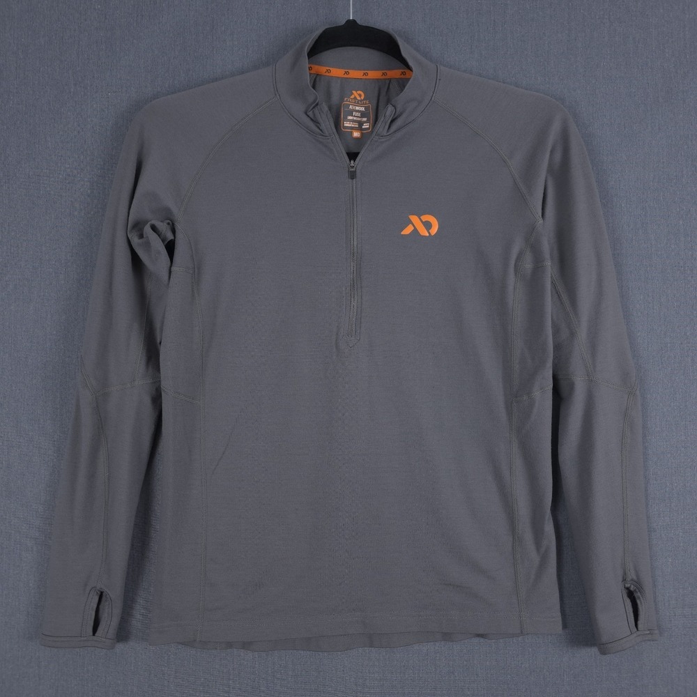 First Lite Fuse 1/2 Zip Baselayer Mens Medium Gray AeroWool Lightweight 200